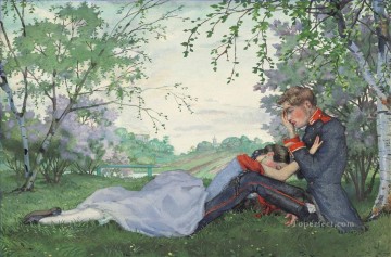 Jardín Painting - Confesión dolorosa Konstantin Somov paisaje amante romántico